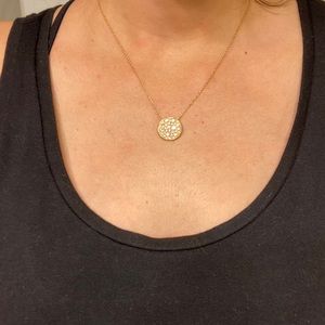 Gold Rhinestone disk necklace